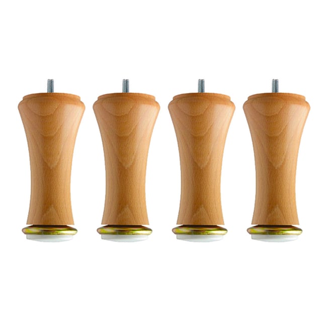 Jeu de pieds de lit diabolo en bois vernis (lot de 4) Couleur bois <span itemprop=