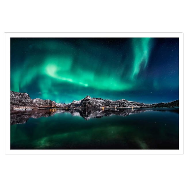 Poster lofoten aurora reflection - HEXOA