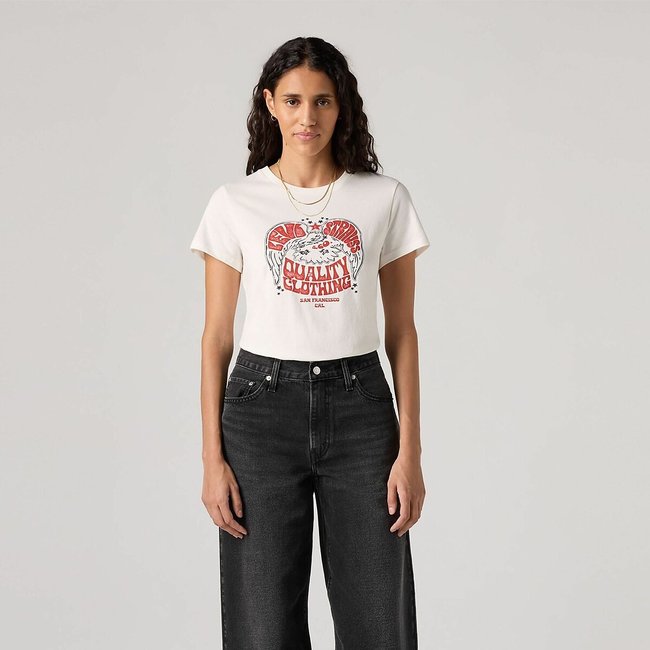 T-shirt com motivo, mangas curtas branco-sujo <span itemprop=