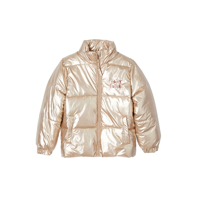 Doudoune Courte Métallisée Or Jayloucy - Taille M, Neuve Avec étiquettes, Style Pailleté