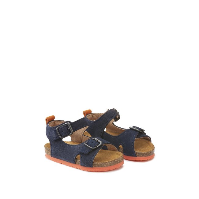 Sandales cuir, fabriquées en Europe bleu marine <span itemprop=