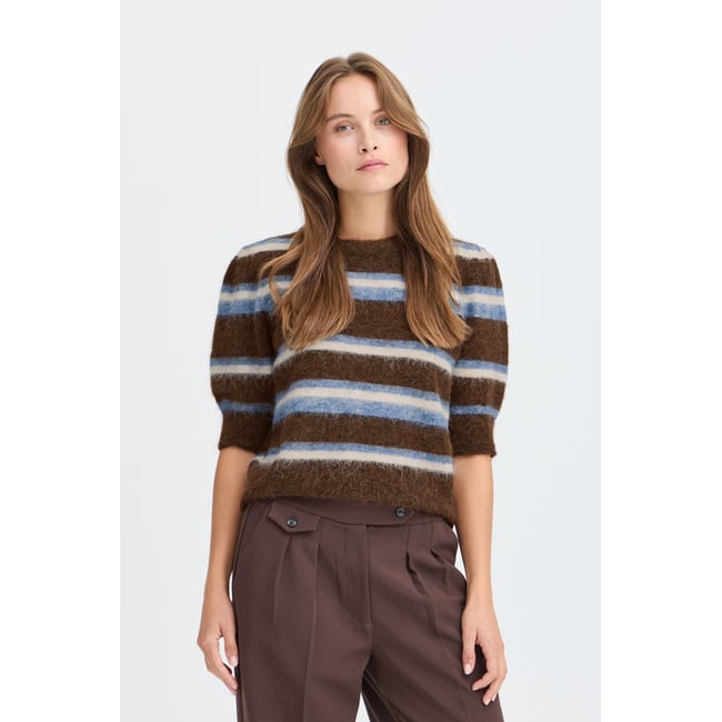 Manches à moitié marron potting soil mel. stripe <span itemprop=
