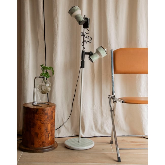 Lampadaire à carreaux verts Julien N°385 - Bon état Couleur blanc <span itemprop=