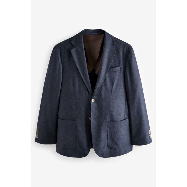 Blazer boutonnée coupe classique bleu marine <span itemprop=