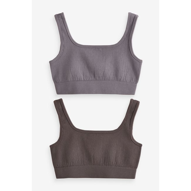 Haut soutien-gorge côtelé, lot de 2 multi-couleurs <span itemprop=