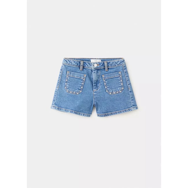Short poches à clous bleu moyen <span itemprop=