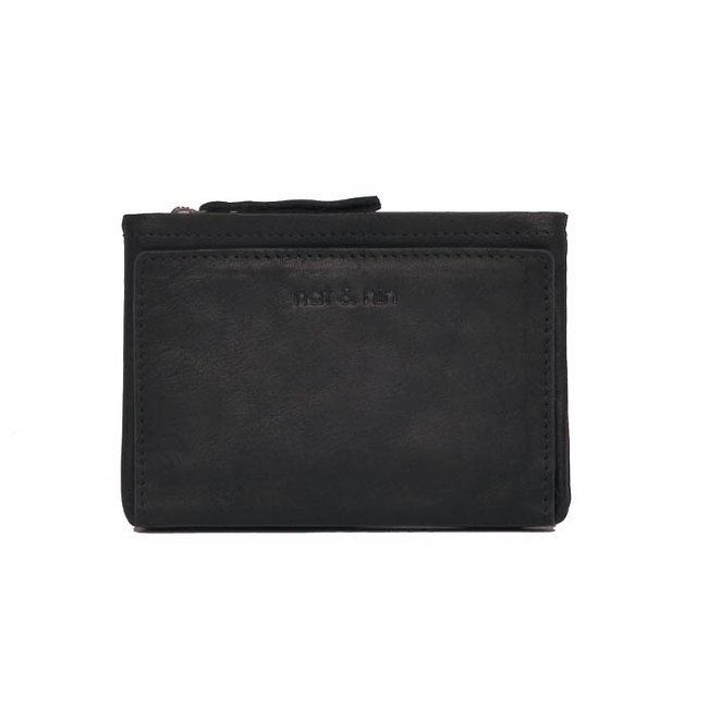 Soly Grained Leather Wallet with Zip Fastening - NAT & NIN
