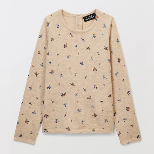 Pull imprimé en laine amaretti <span itemprop=