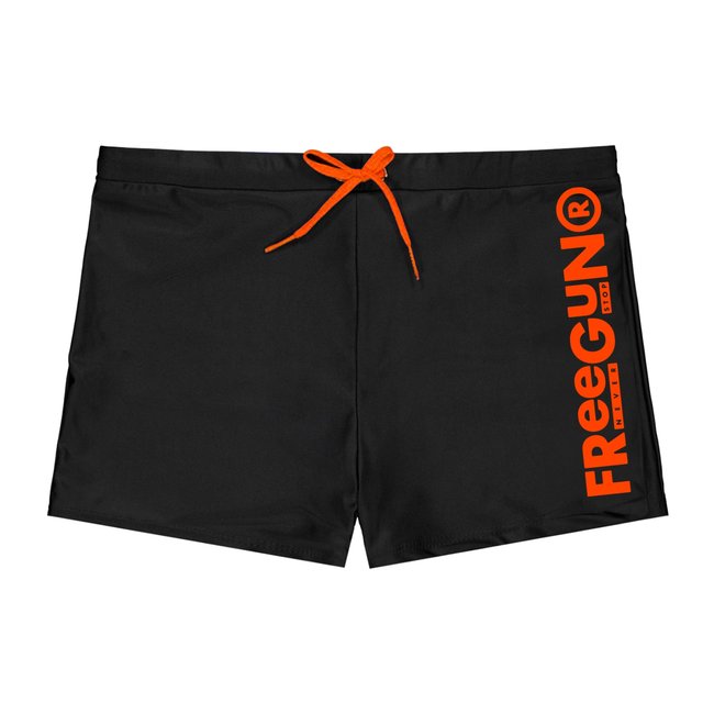 Maillot de Bain Boxer Microfibre noir/orange <span itemprop=