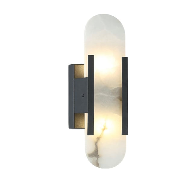 Applique LED marbre opale naturel - ENOLA Couleur noir et blanc <span itemprop=