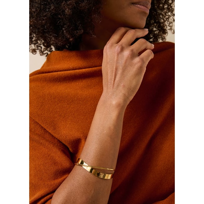 Bracelet jonc tour de poignet en acier jaune light gold <span itemprop=