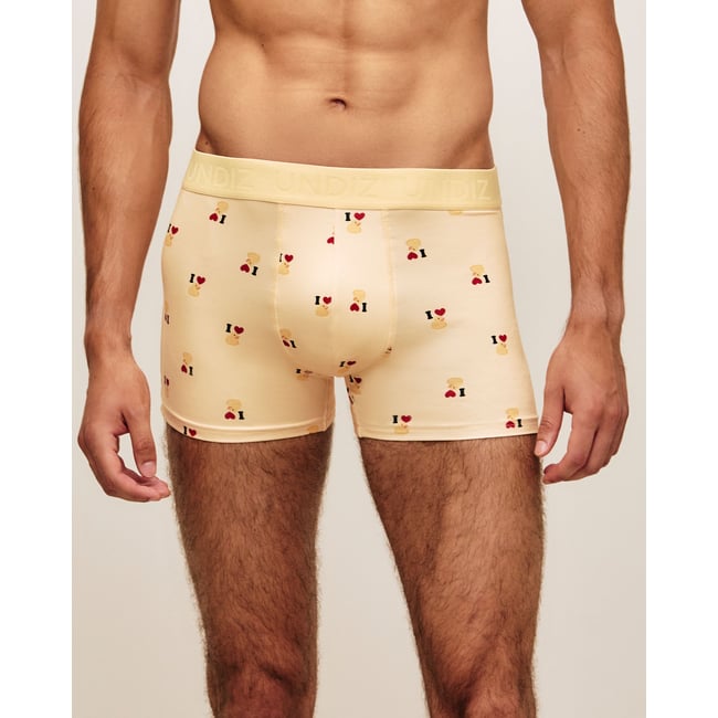 Boxer en microfibre imprimé canards REPEATIZ ILOVE jaune <span itemprop=