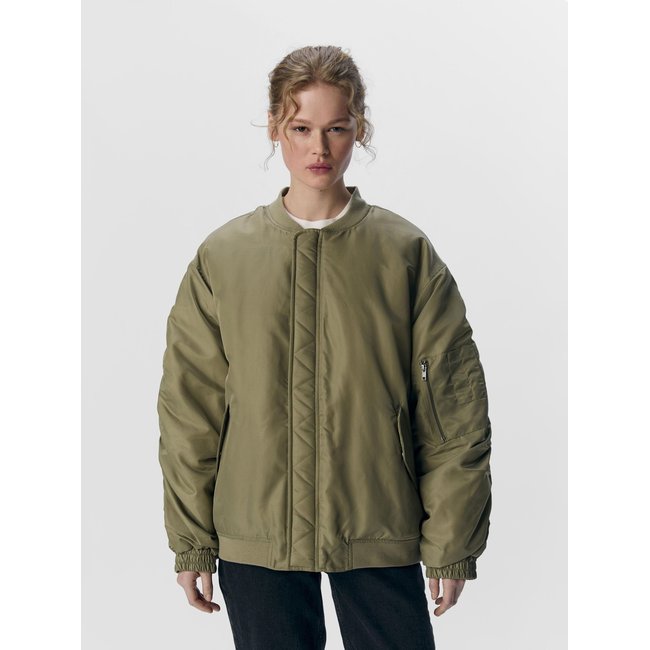 veste bomber Oversize taupe gray <span itemprop=