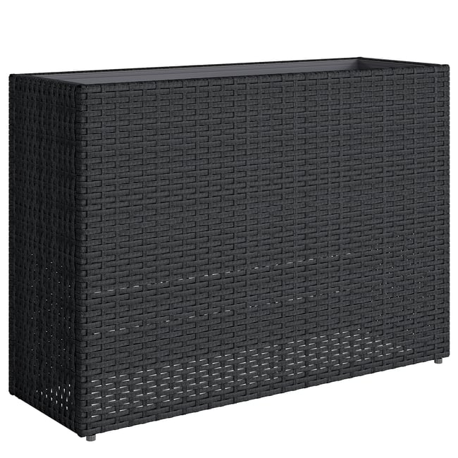 Support pour plantes en rotin Résine tressée Couleur noir <span itemprop=