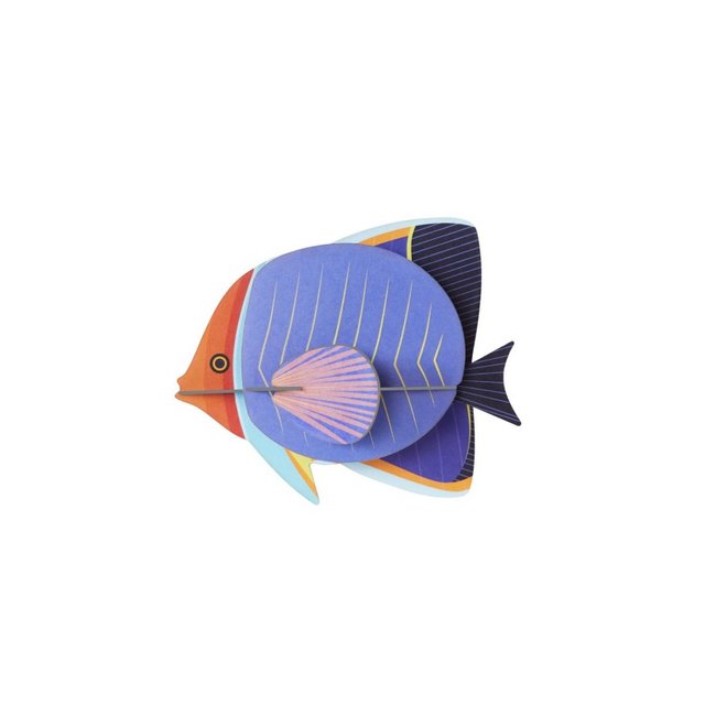 Décoration murale carton Poisson-papillon Couleur bleu <span itemprop=