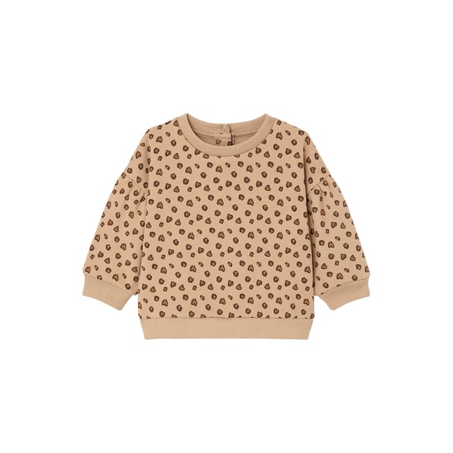 Sweat-shirt imprimé motif léopard taupe <span itemprop=