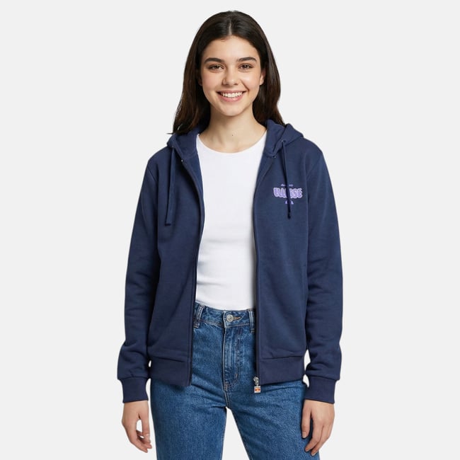 Sweat zippé à capuche  au style dynamique et confortable marine <span itemprop=