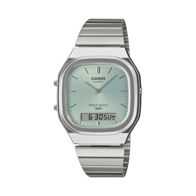 Montre Analogique Digital CASIO VINTAGE argenté vert argenté <span itemprop=