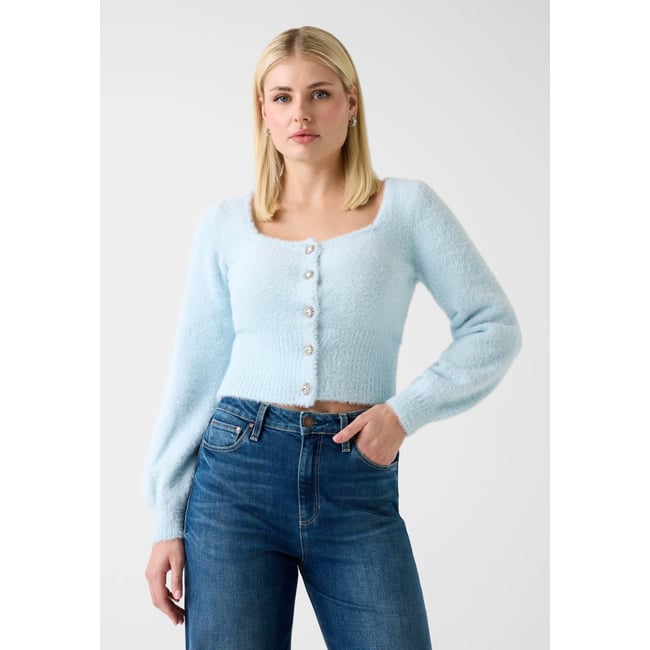 Cardigan À Boutons Bijoux bleu ciel <span itemprop=