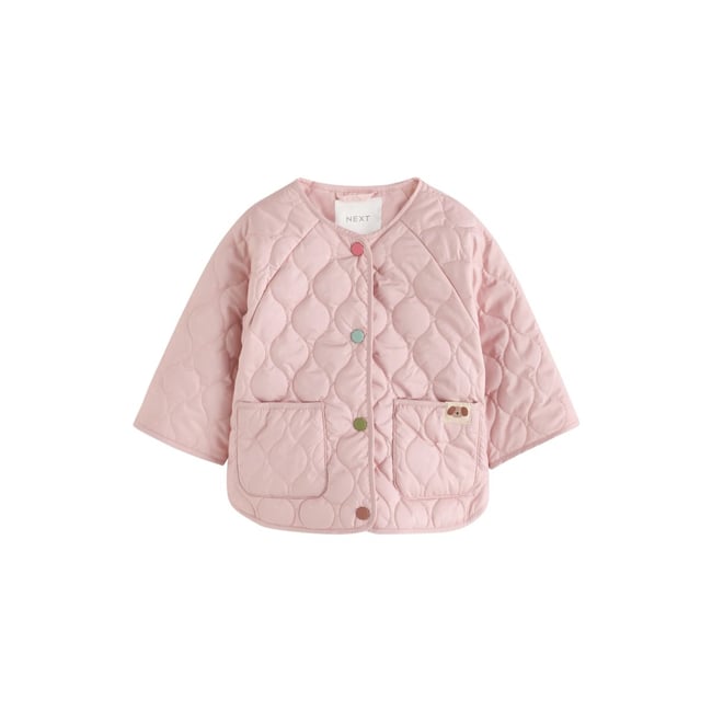 Veste matelassée déperlante applique chien rose <span itemprop=