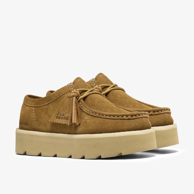 Chaussures en cuir suède, semelle plateforme, MEARE WALLA marron <span itemprop=