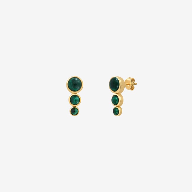 Boucles d'oreilles dorées malachite - andrea malachite vert <span itemprop=