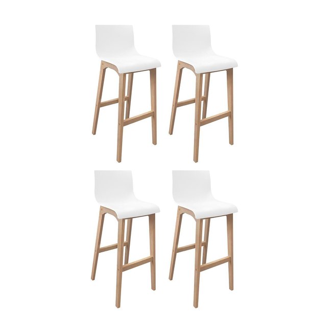 Lot 4 tabourets de bar en chêne TANNA Couleur blanc <span itemprop=