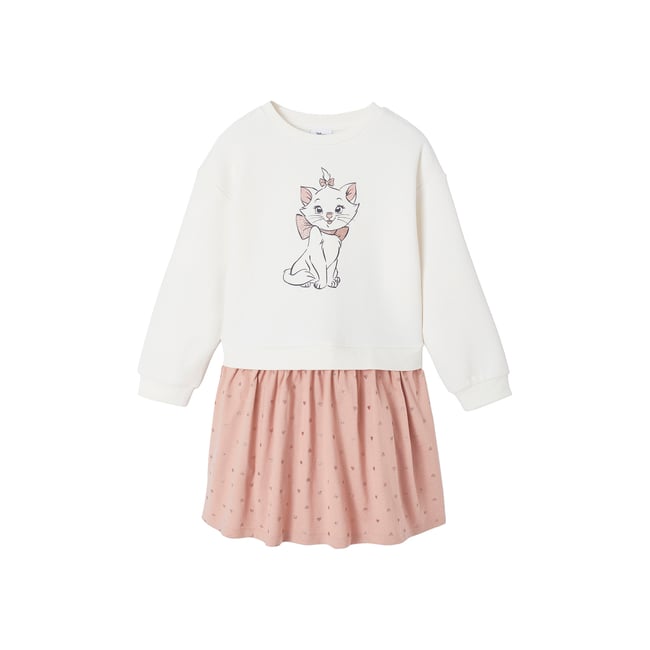 Robe bi-matière Disney Marie les Aristochats gardenia/rose poudré <span itemprop=