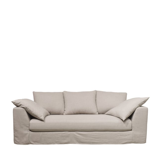 Canapé convertible 3 places entièrement déhoussable en tissu- AMANY Couleur naturel <span itemprop=