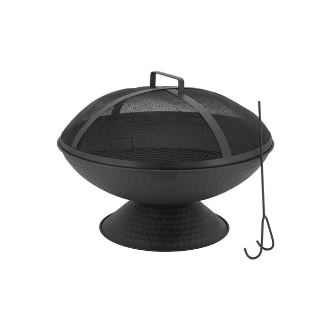Brasero avec grille + couvercle en métal noir black <span itemprop=