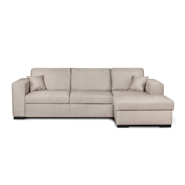 Canapé convertible d'angle droit 4 places Couleur beige <span itemprop=