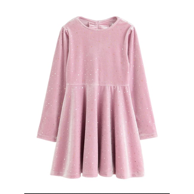 Robe scintillante en velours manches longues rose <span itemprop=