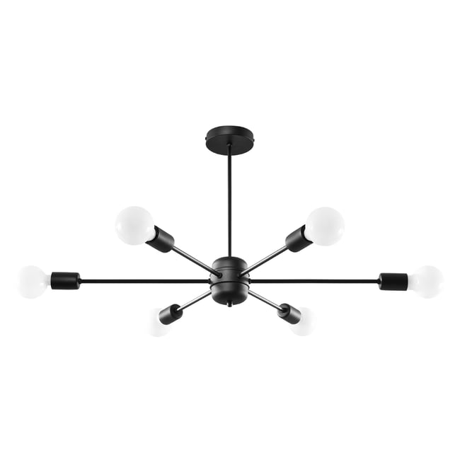 Suspension Acier Noir E27 6 Lango Couleur noir <span itemprop=
