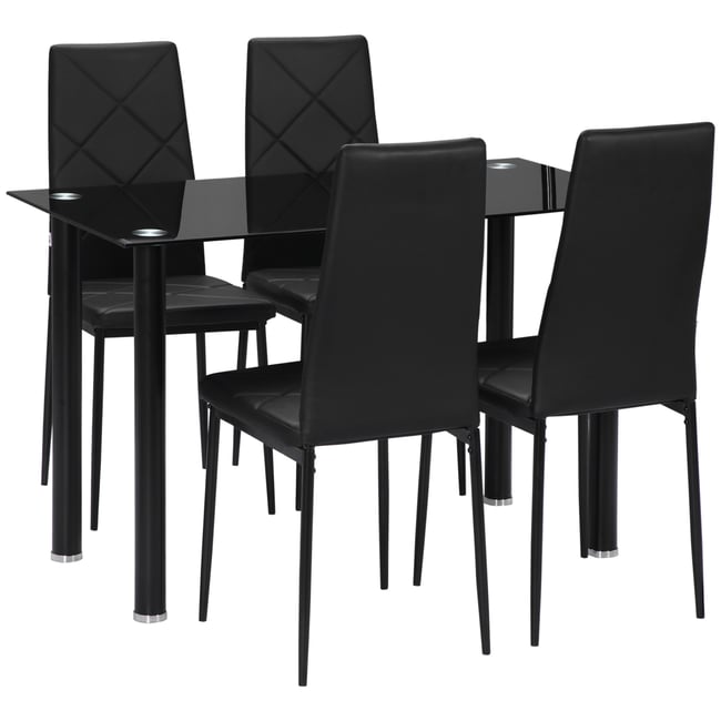 Ensemble de table à manger Acier Noir Couleur noir <span itemprop=