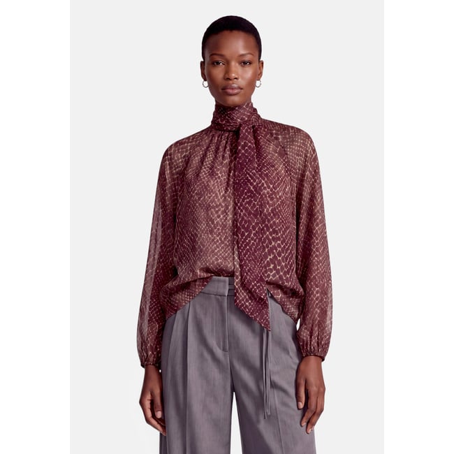 Chemisier lavallière à imprimé grey/brown <span itemprop=