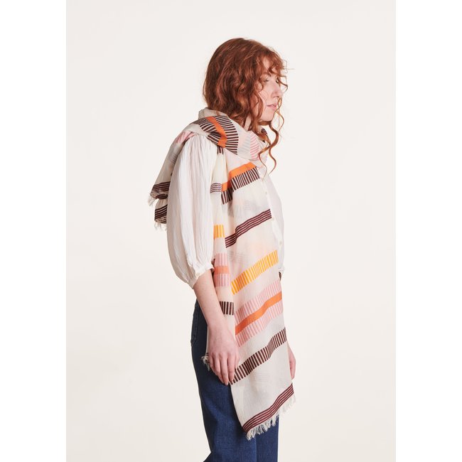 Foulard larges rayures orange <span itemprop=