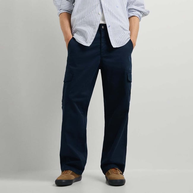 Pantalon Cargo En Sergé Coupe Décontractée bleu dulwich <span itemprop=