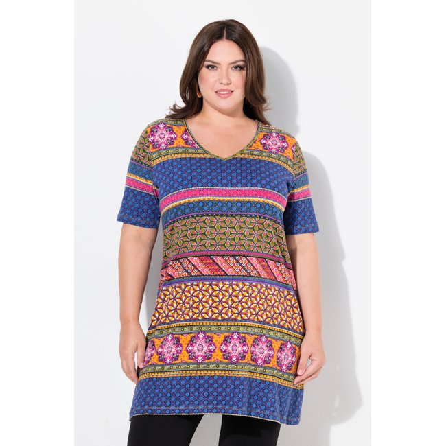 T-shirt long, coupe évasée gomme à mâcher rose <span itemprop=