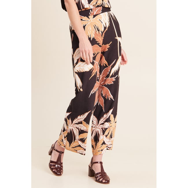 Pantalon large taille haute noir <span itemprop=