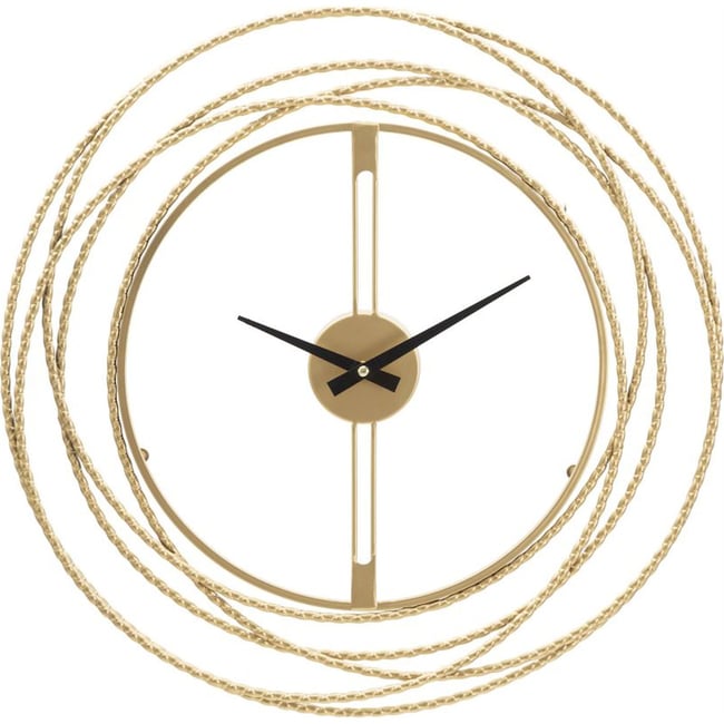 Horloge murale en fer cadre entrecroisé GLAM Couleur doré <span itemprop=
