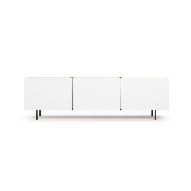 Meuble TV placard 3 portes arrondies, BISCUIT - HERDASA