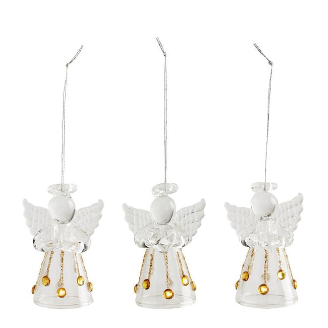 Coffret 3 mini anges en verre Couleur transparent <span itemprop=