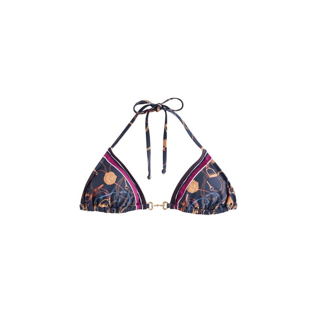 Haut de bikini triangle à éléments en métal imprimé équestre <span itemprop=