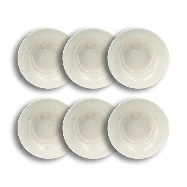 Lot de 6 assiettes creuses en porcelaine 20cm, URUS Couleur blanc-bleu <span itemprop=