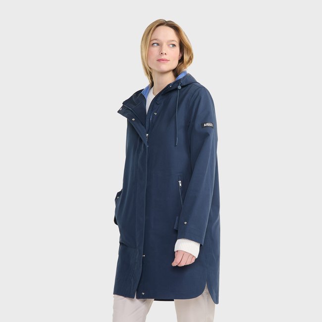 Parka imperméable à capuche bleu nuit <span itemprop=
