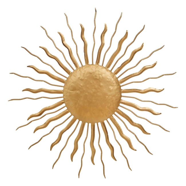 Décoration murale soleil en métal doré 80cm EDWIGE Couleur doré <span itemprop=