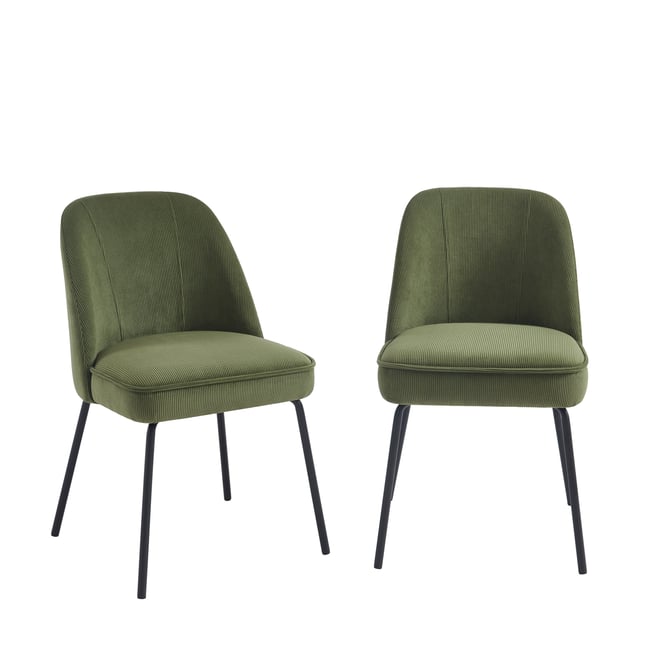 Lot de 2 chaises en tissu et acier GINA Couleur kaki <span itemprop=