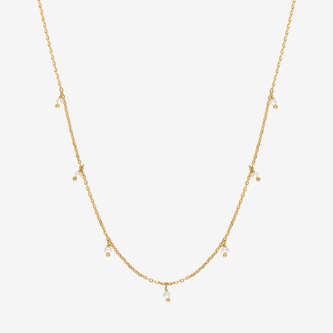 Collier doré court perle de culture blanche - milady blanc <span itemprop=