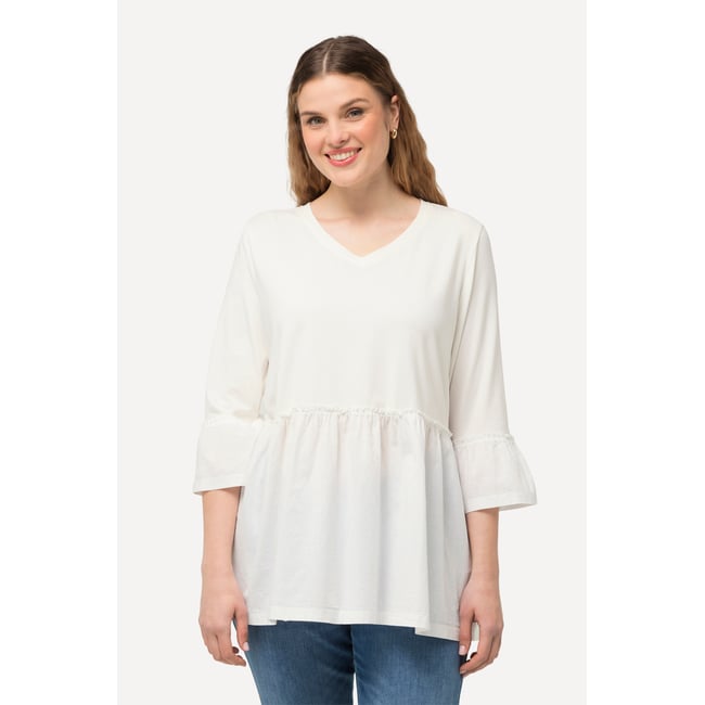 T-shirt avec base volantée. Ligne A blanc neige <span itemprop=