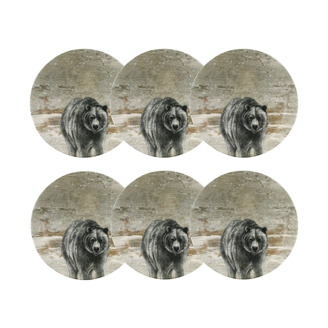 Lot de 6 assiettes creuses en porcelaine 21cm, LACHAT Couleur gris <span itemprop=